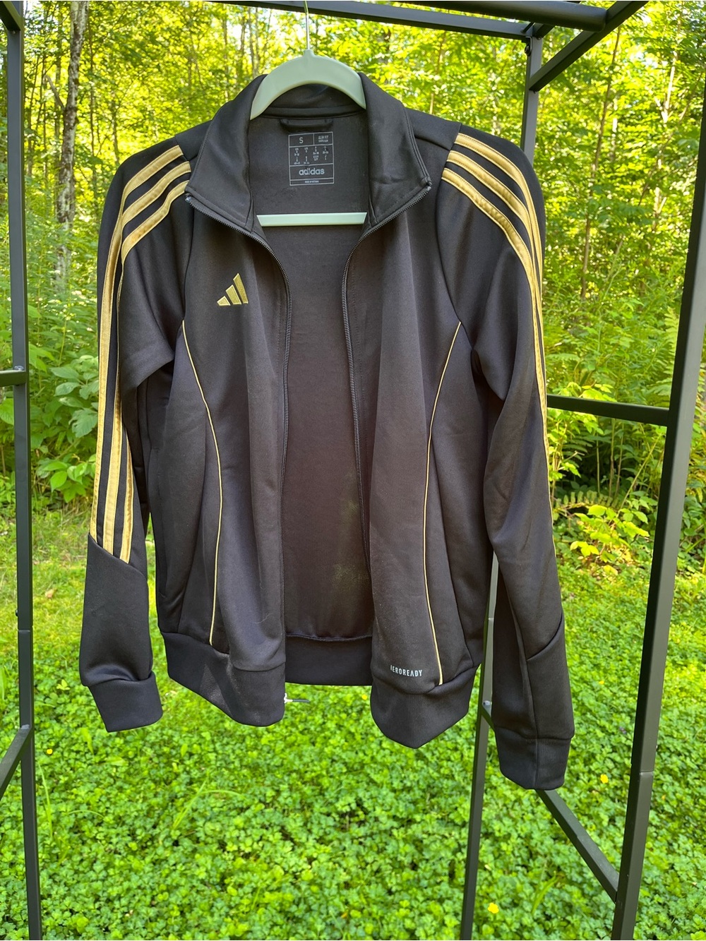 adidas Women's Black Jacket with Gold Stripes